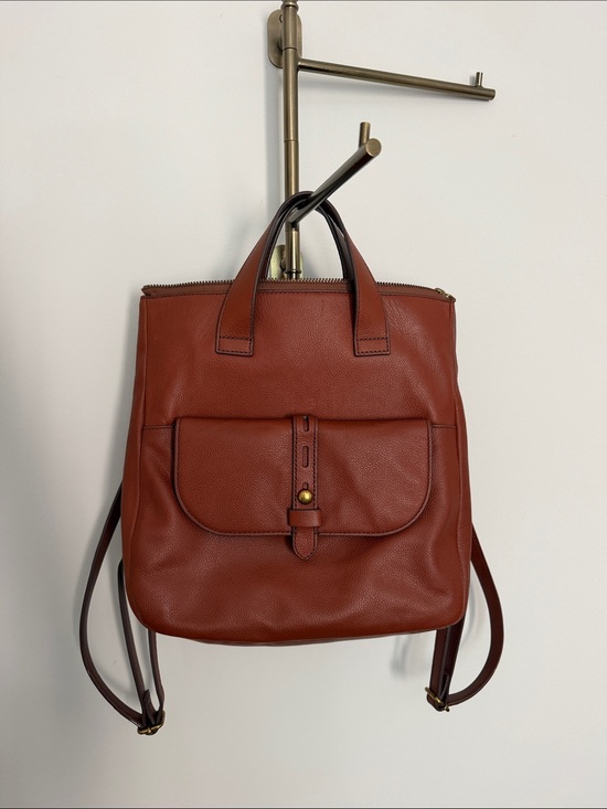 Fossil Handbags - Fossil Rust Brown Leather Backpack Tote